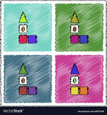 Collection of flat shading style icons children vector image