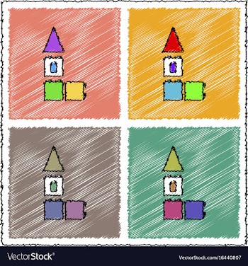 Collection of flat shading style icons children vector image