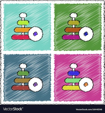 Collection of flat shading style icons children vector image