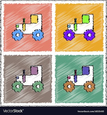 Collection of flat shading style icons children vector image