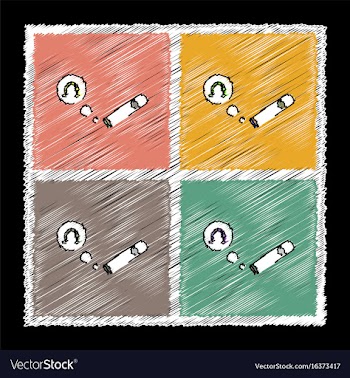 Collection of flat shading style icons cigar and vector image