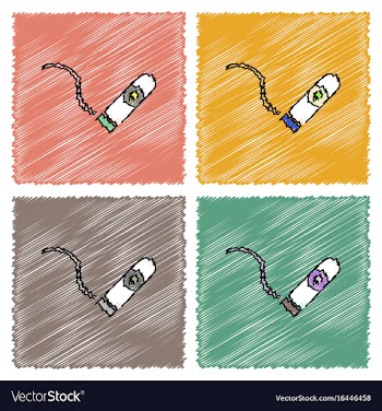 Collection of flat shading style icons cigar and vector image