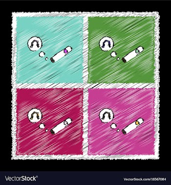 Collection of flat shading style icons cigar and vector image