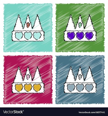Collection of flat shading style icons crown vector image