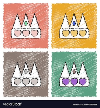 Collection of flat shading style icons crown vector image