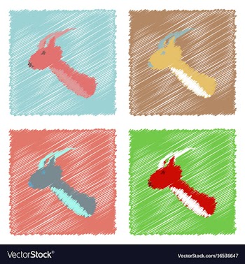 Collection of flat shading style icons deer head vector image