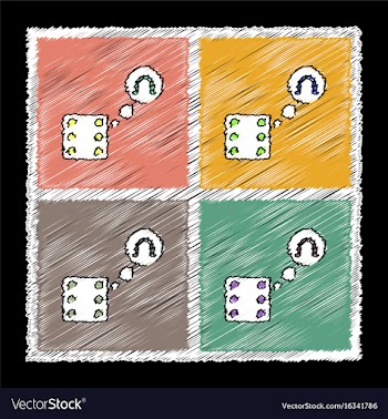Collection of flat shading style icons dice and vector image