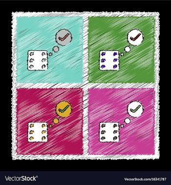 Collection of flat shading style icons dice and vector image