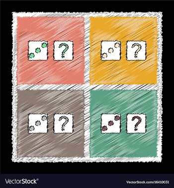 Collection of flat shading style icons dice and vector image