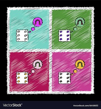 Collection of flat shading style icons dice and vector image