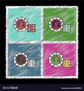 Collection of flat shading style icons dice and vector image