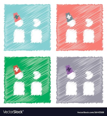 Collection of flat shading style icons doctor and vector image