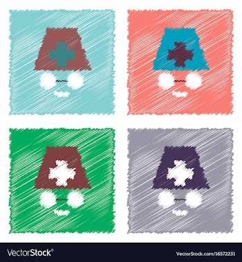 Collection of flat shading style icons doctors vector image