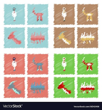 Collection of flat shading style icons eco system vector image