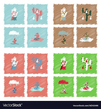Collection of flat shading style icons eco system vector image