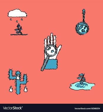 Collection of flat shading style icons eco system vector image
