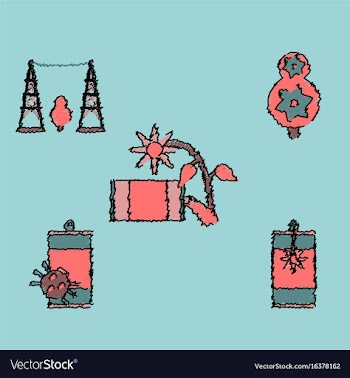 Collection of flat shading style icons eco system vector image