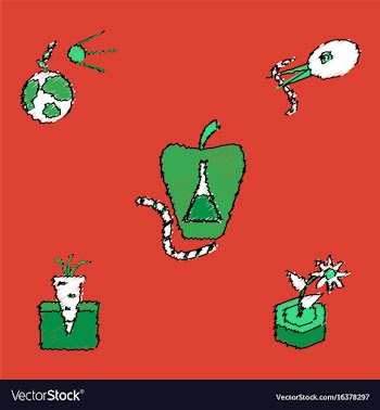 Collection of flat shading style icons eco system vector image