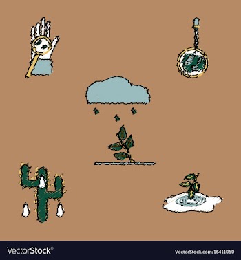 Collection of flat shading style icons eco system vector image