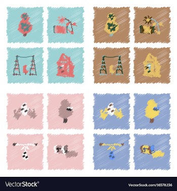 Collection of flat shading style icons eco system vector image