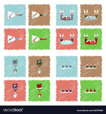 Collection of flat shading style icons eco system vector image