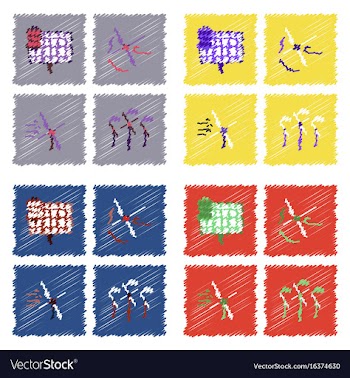 Collection of flat shading style icons ecological vector image