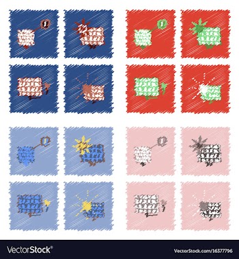 Collection of flat shading style icons ecological vector image