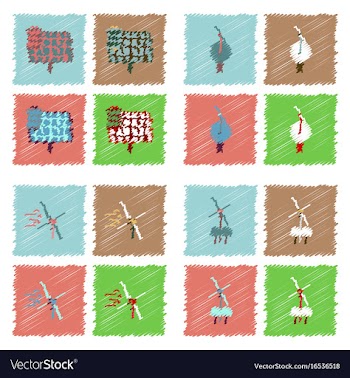 Collection of flat shading style icons ecological vector image