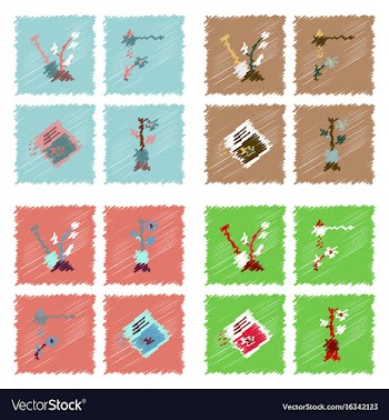 Collection of flat shading style icons ecology vector image
