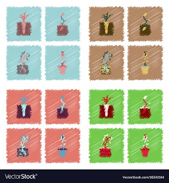 Collection of flat shading style icons ecology vector image