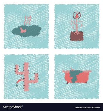 Collection of flat shading style icons ecology vector image