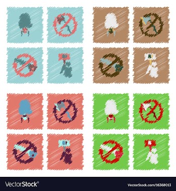 Collection of flat shading style icons ecology vector image