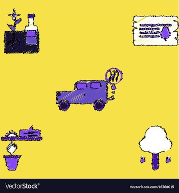 Collection of flat shading style icons ecology vector image