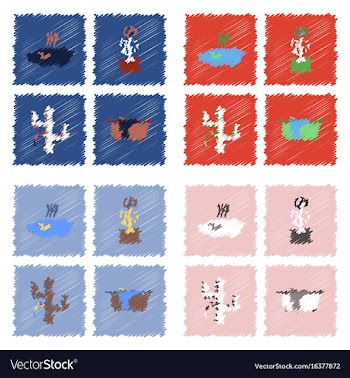 Collection of flat shading style icons ecology vector image