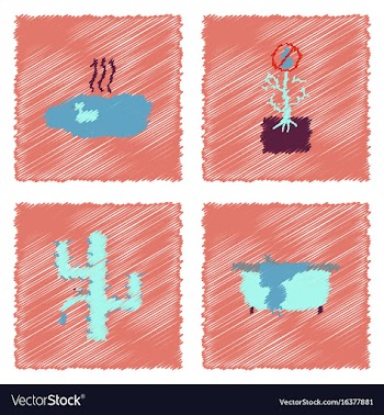 Collection of flat shading style icons ecology vector image
