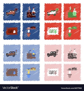 Collection of flat shading style icons ecology vector image