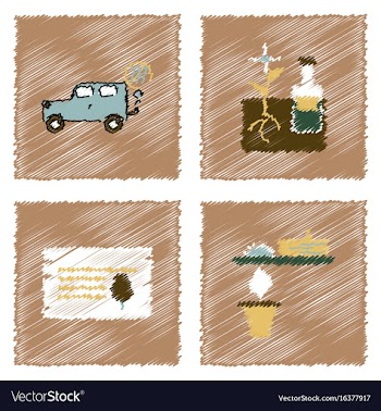 Collection of flat shading style icons ecology vector image