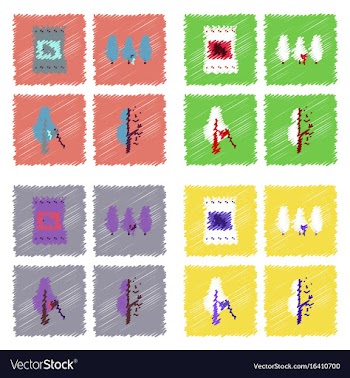 Collection of flat shading style icons ecology vector image