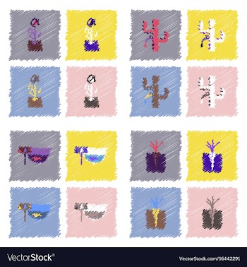 Collection of flat shading style icons ecology vector image