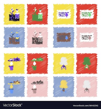 Collection of flat shading style icons ecology vector image