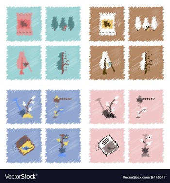 Collection of flat shading style icons ecology vector image