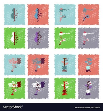 Collection of flat shading style icons ecology vector image