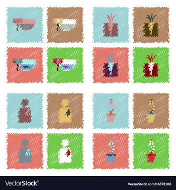 Collection of flat shading style icons ecology vector image