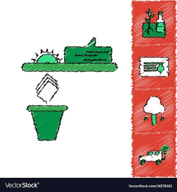 Collection of flat shading style icons ecology vector image