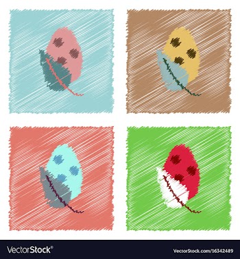 Collection of flat shading style icons egg and vector image
