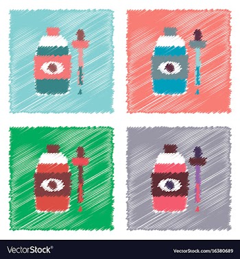 Collection of flat shading style icons eye drops vector image