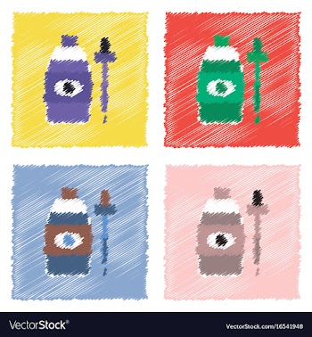 Collection of flat shading style icons eye drops vector image