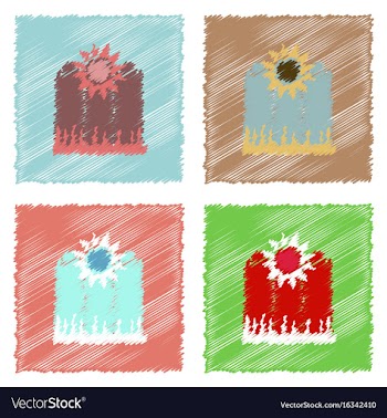 Collection of flat shading style icons fence and vector image