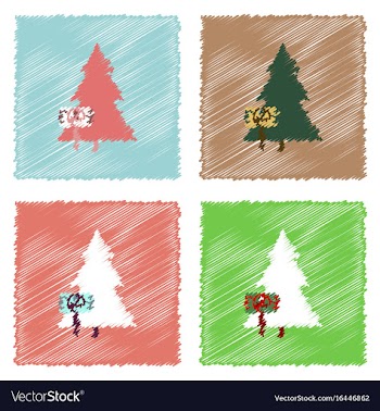 Collection of flat shading style icons fir-tree vector image