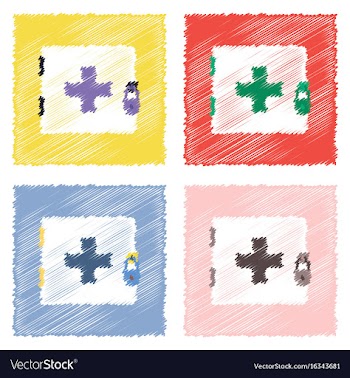 Collection of flat shading style icons first aid vector image